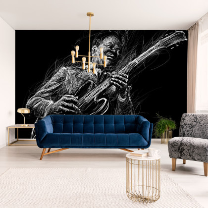 Fototapeta Narysowany Muzyk Bluesowy