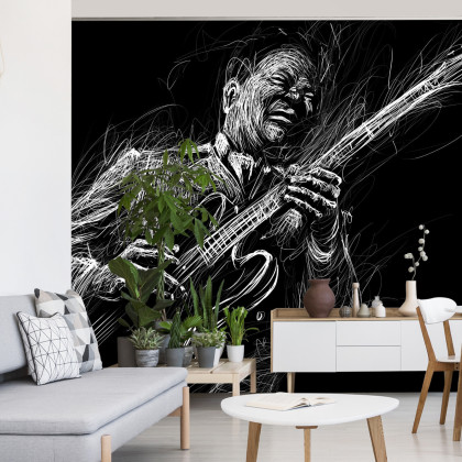 Fototapeta Narysowany Muzyk Bluesowy