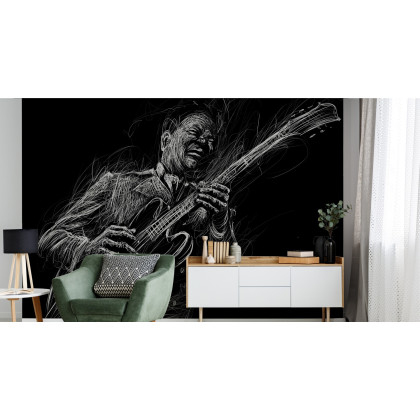 Fototapeta Narysowany Muzyk Bluesowy