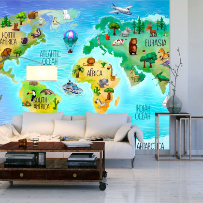 Fototapeta Mapa Świata Z Fauną