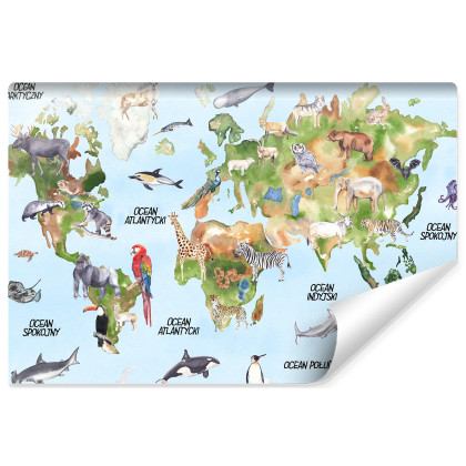 Fototapeta Akwarelowa Mapa Świata