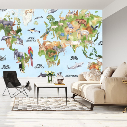 Fototapeta Akwarelowa Mapa Świata