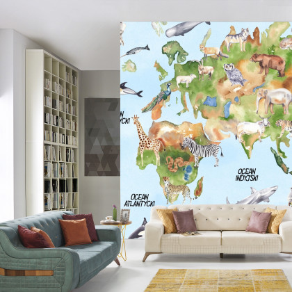 Fototapeta Akwarelowa Mapa Świata