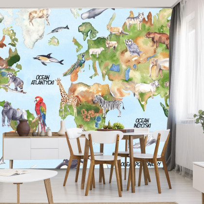 Fototapeta Akwarelowa Mapa Świata