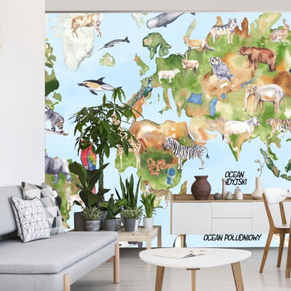 Fototapeta Akwarelowa Mapa Świata