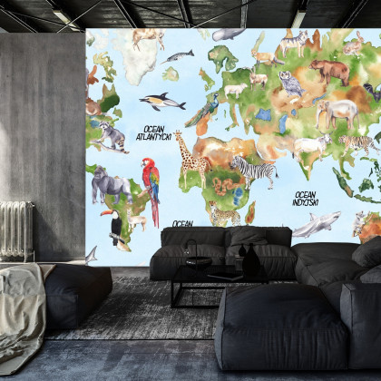Fototapeta Akwarelowa Mapa Świata