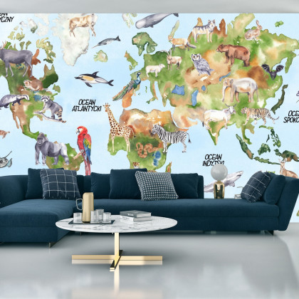 Fototapeta Akwarelowa Mapa Świata