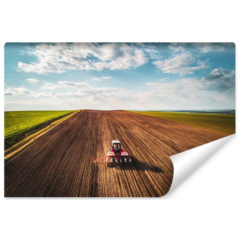 Fototapeta Widok Z Lotu Ptaka Na Traktor Na Polu