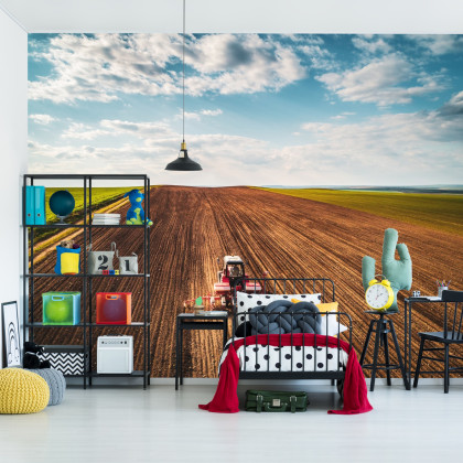 Fototapeta Widok Z Lotu Ptaka Na Traktor Na Polu