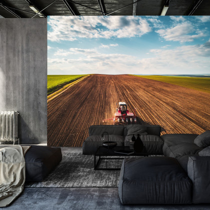 Fototapeta Widok Z Lotu Ptaka Na Traktor Na Polu