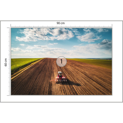 Fototapeta Widok Z Lotu Ptaka Na Traktor Na Polu