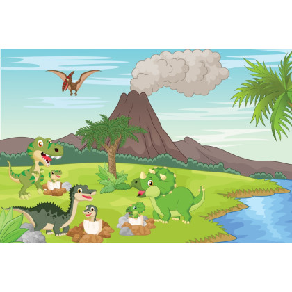 Fototapeta Dinozaury I Wulkan