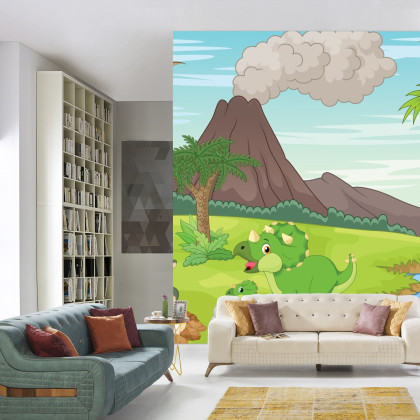 Fototapeta Dinozaury I Wulkan