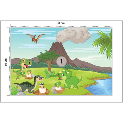 Fototapeta Dinozaury I Wulkan