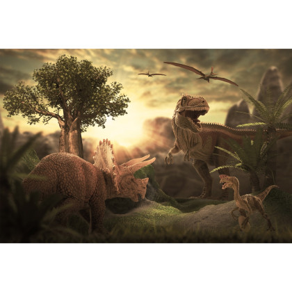 Fototapeta Dinozaury O Zachodzie Słońca