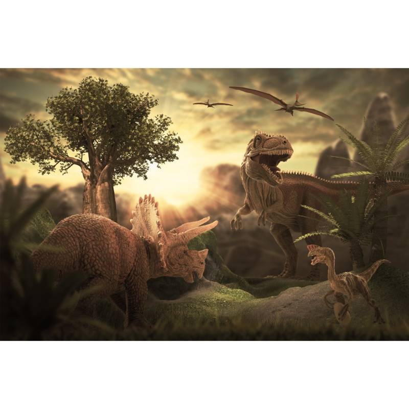Fototapeta Dinozaury O Zachodzie Słońca