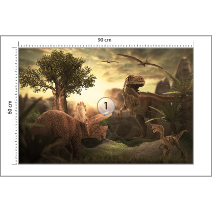 Fototapeta Dinozaury O Zachodzie Słońca