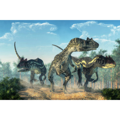 Fototapeta Trzy Dinozaury W Lesie