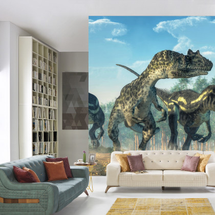 Fototapeta Trzy Dinozaury W Lesie