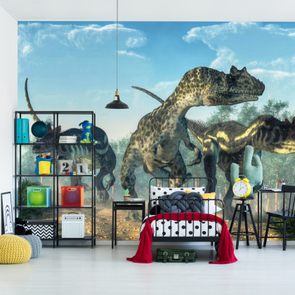 Fototapeta Trzy Dinozaury W Lesie