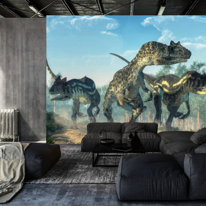 Fototapeta Trzy Dinozaury W Lesie