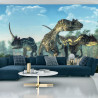 Fototapeta Trzy Dinozaury W Lesie