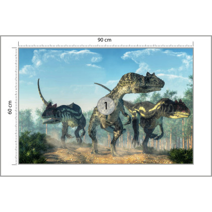 Fototapeta Trzy Dinozaury W Lesie