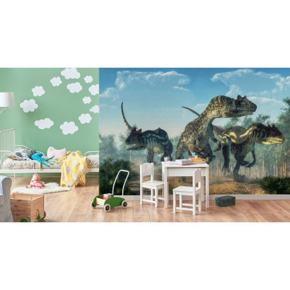 Fototapeta Trzy Dinozaury W Lesie