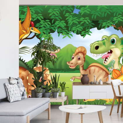 Fototapeta Bajkowe Dinozaury W Dżungli