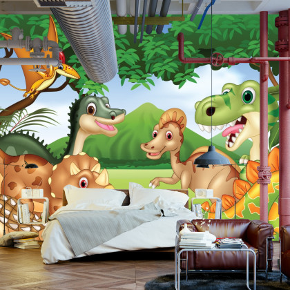 Fototapeta Bajkowe Dinozaury W Dżungli