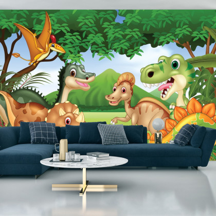 Fototapeta Bajkowe Dinozaury W Dżungli