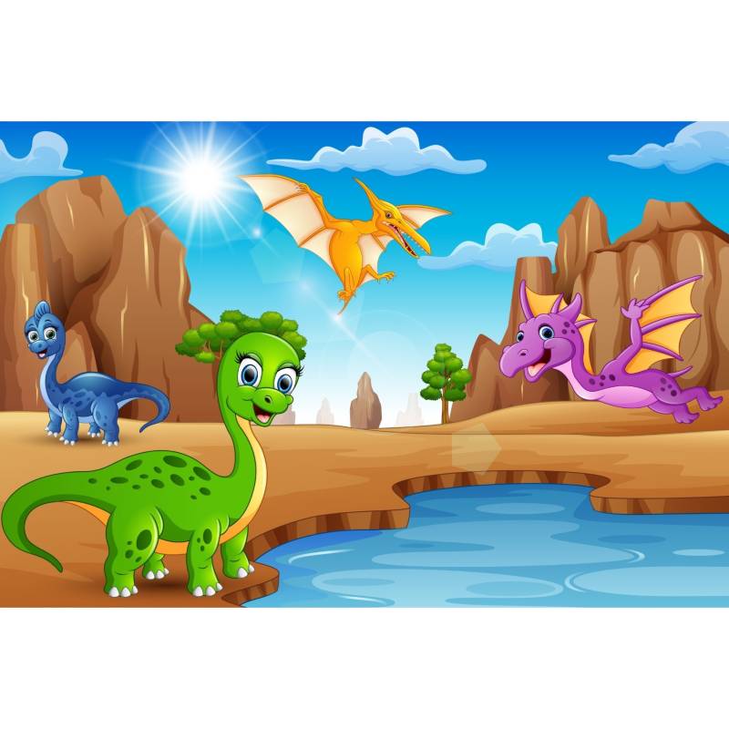 Fototapeta Bajkowe Dinozaury Nad Wodą
