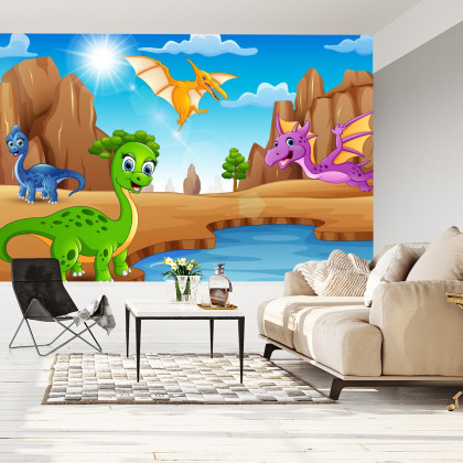 Fototapeta Bajkowe Dinozaury Nad Wodą