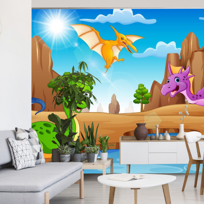 Fototapeta Bajkowe Dinozaury Nad Wodą