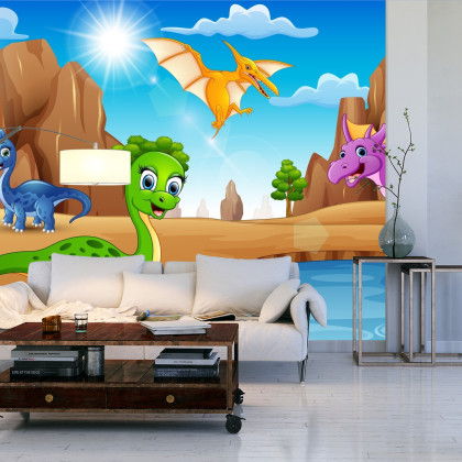 Fototapeta Bajkowe Dinozaury Nad Wodą