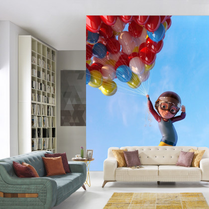 Fototapeta Chłopiec Z Balonami W Locie