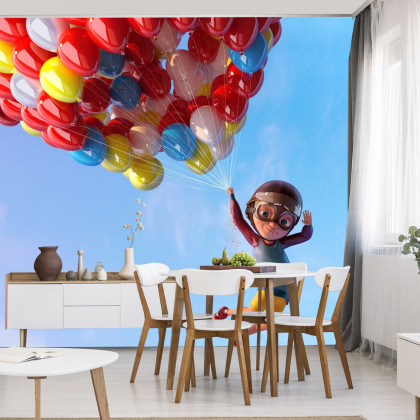 Fototapeta Chłopiec Z Balonami W Locie