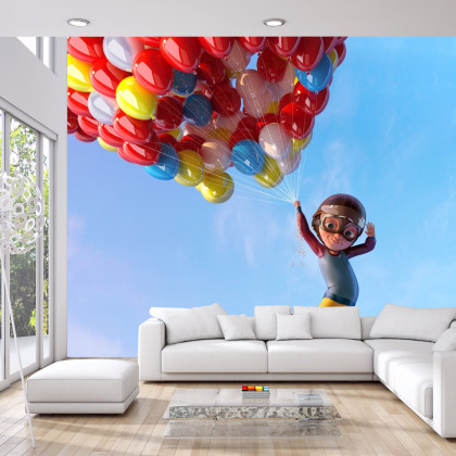 Fototapeta Chłopiec Z Balonami W Locie