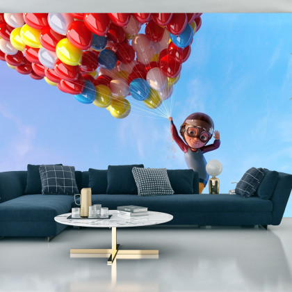 Fototapeta Chłopiec Z Balonami W Locie