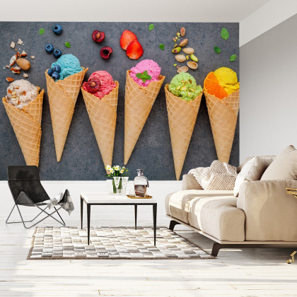Fototapeta Kolorowe Lody W Wafelku