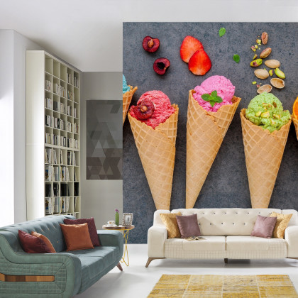 Fototapeta Kolorowe Lody W Wafelku