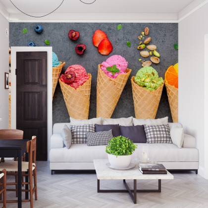 Fototapeta Kolorowe Lody W Wafelku