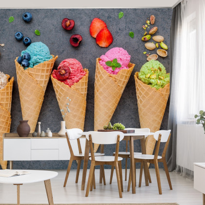 Fototapeta Kolorowe Lody W Wafelku