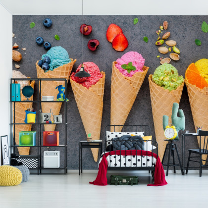 Fototapeta Kolorowe Lody W Wafelku