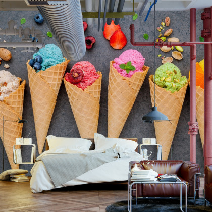 Fototapeta Kolorowe Lody W Wafelku