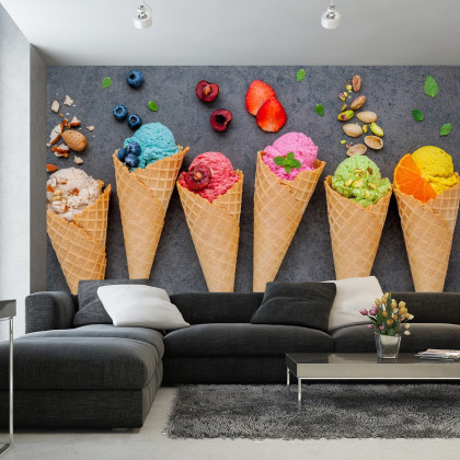Fototapeta Kolorowe Lody W Wafelku