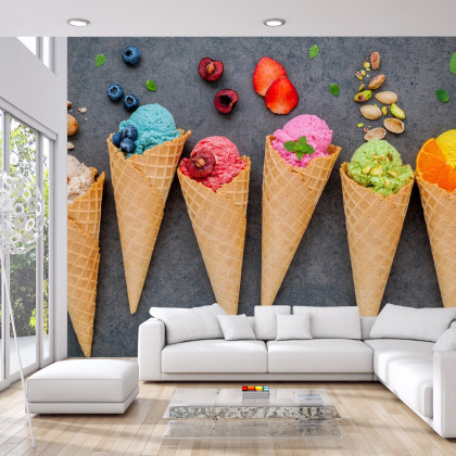 Fototapeta Kolorowe Lody W Wafelku