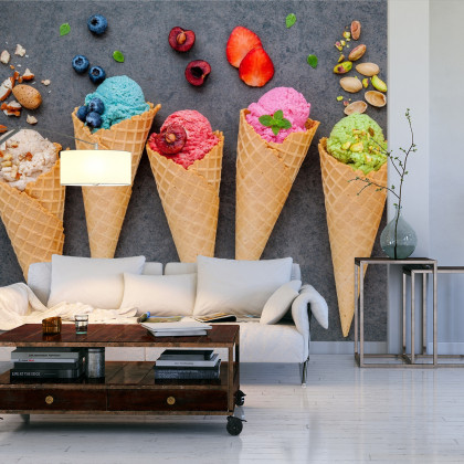 Fototapeta Kolorowe Lody W Wafelku