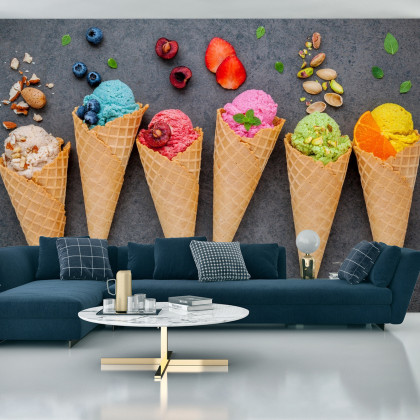 Fototapeta Kolorowe Lody W Wafelku