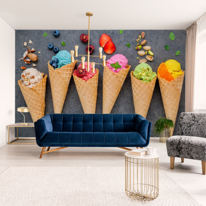 Fototapeta Kolorowe Lody W Wafelku